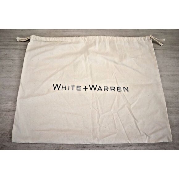 White + Warren Ivory/Black Cotton Drawstring Dust Bag Storage Bag 18” x 14.5" - Picture 1 of 5